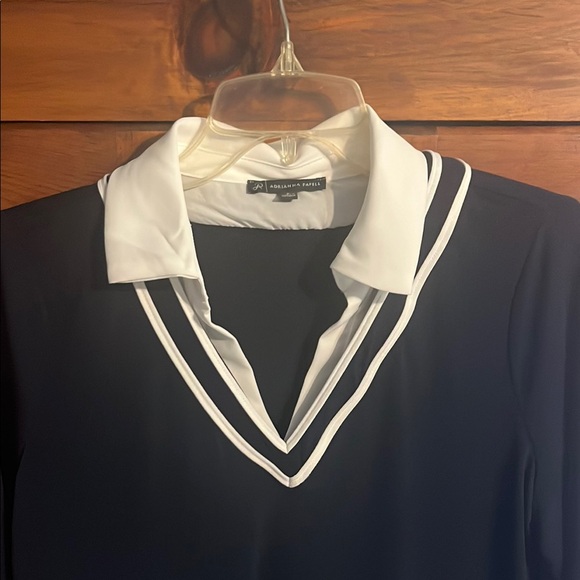 Blue and White V-Neck Women's Top - Picture 3 of 5